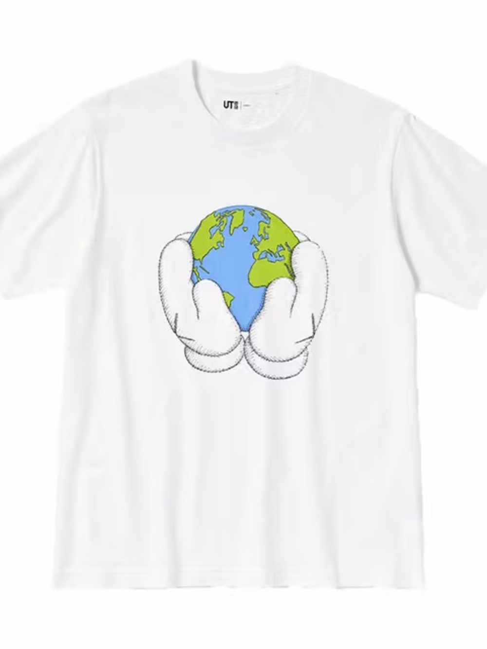 Uniqlo x KAWS White Tee with Blue and Green Globe Graphic